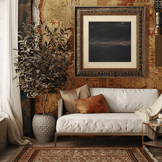 Organic, textural abstract painting inspired by warm neutral palettes, created with acrylic on canvas by Charlotte George