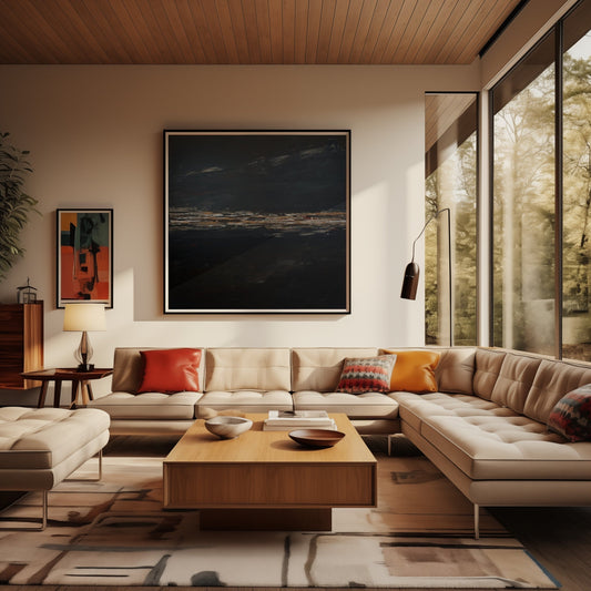 Americano V by Charlotte George Artist, a deep neutral chocolate and coffee textured painting depicting the quiet light before dawn before the world wakes