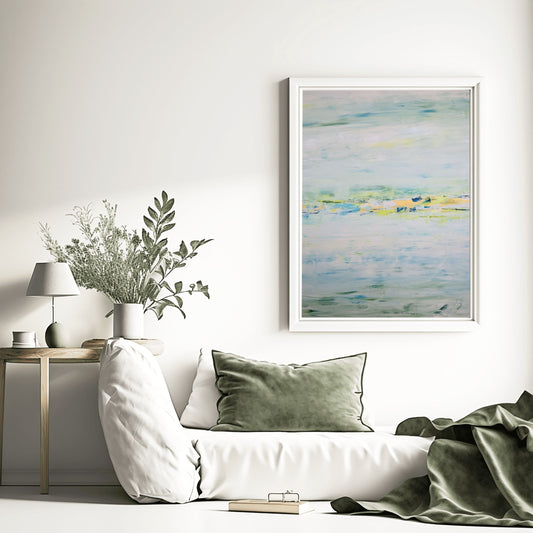 River's Return I by Charlotte George a textured, vibrant artwork in blues, greens and gold #charlottegeorge