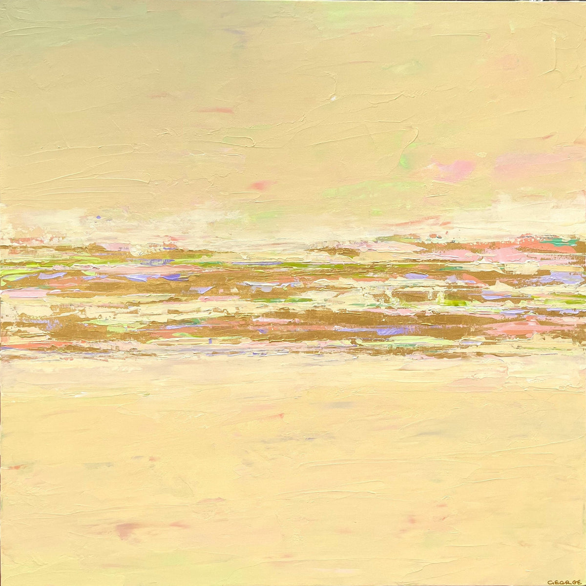 Confetti Dawn V, 36 x 36 inch original abstract painting by Charlotte George