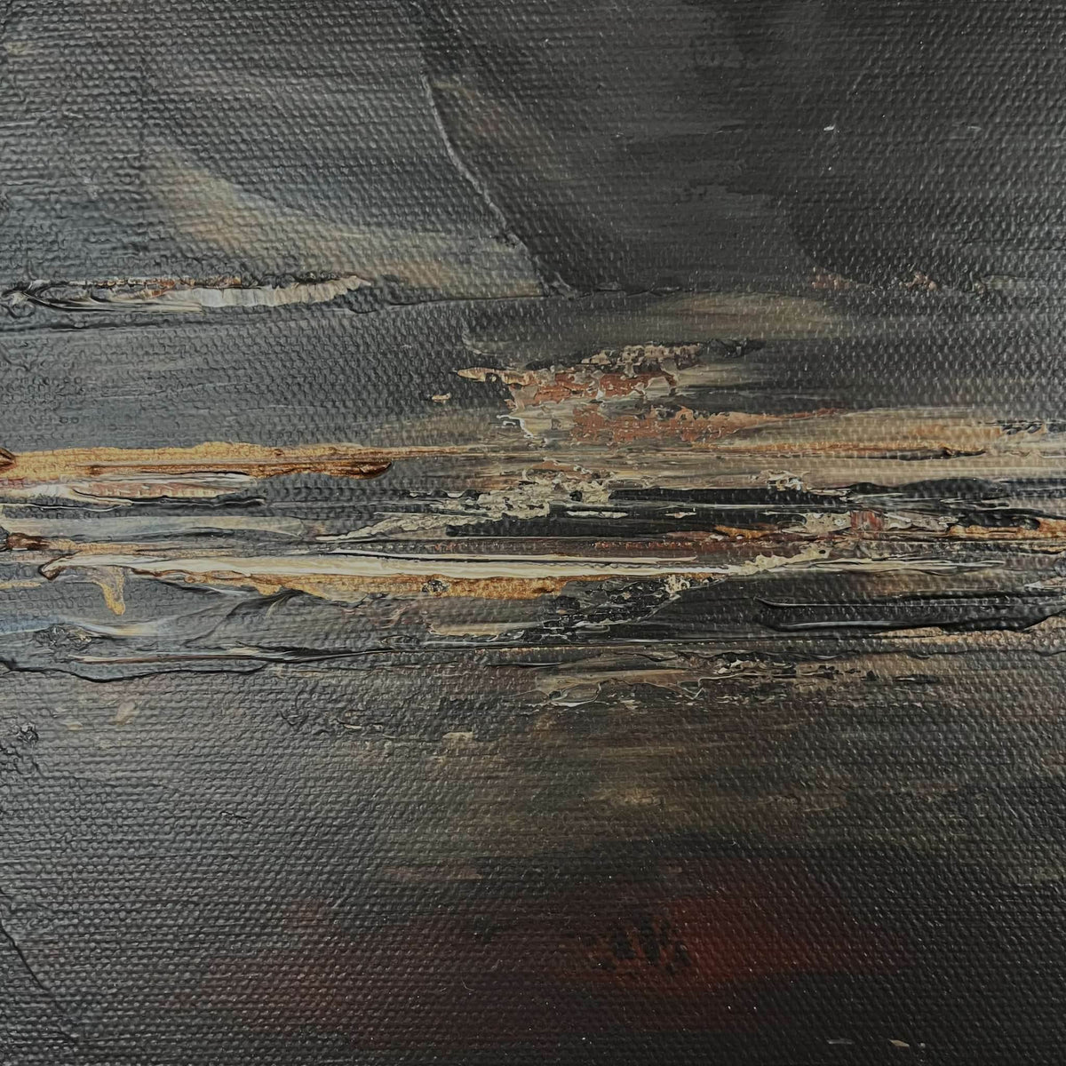 Organic, textural abstract painting inspired by warm neutral palettes, created with acrylic on canvas by Charlotte George